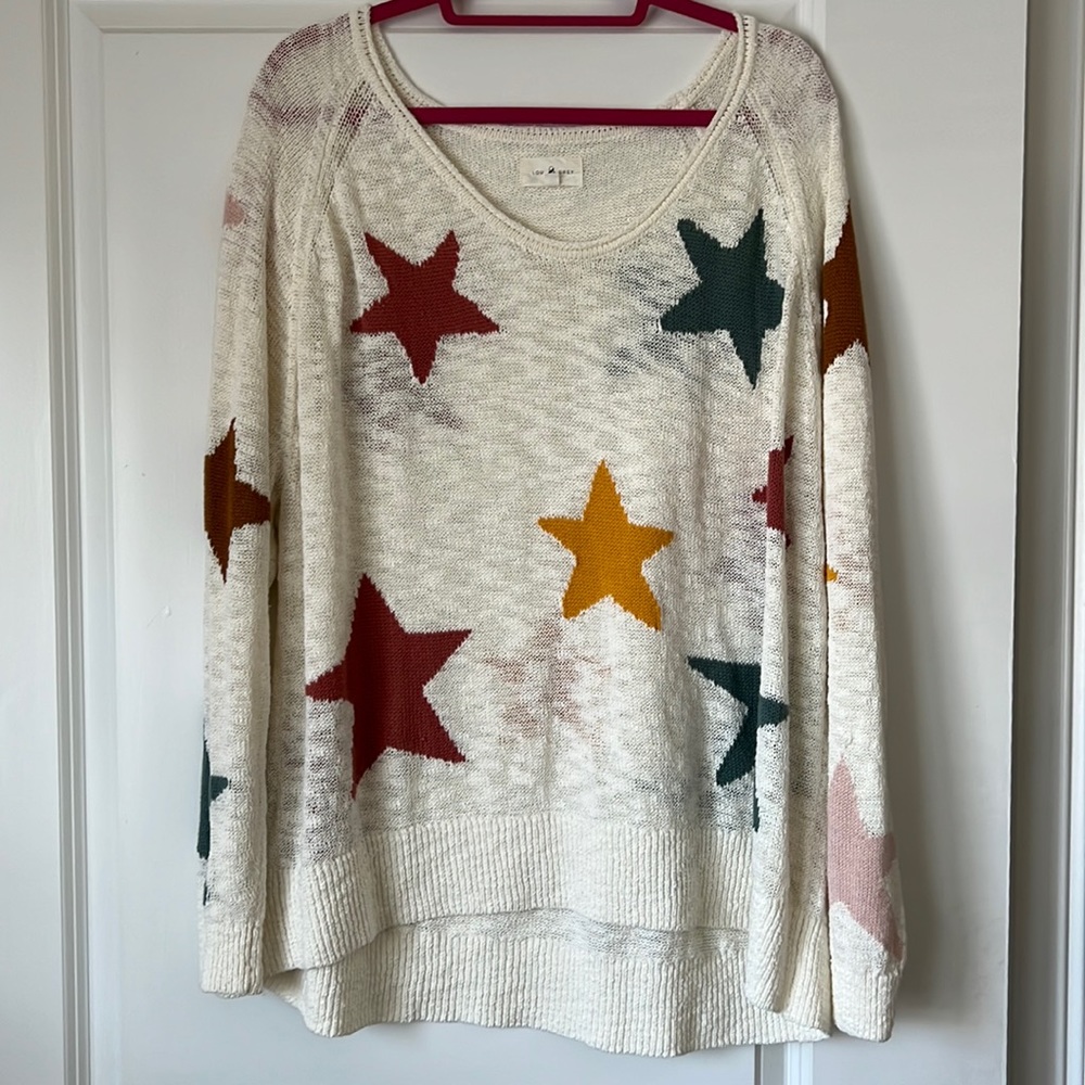 LOU & GREY Multi-color Star Lightweight Sweater